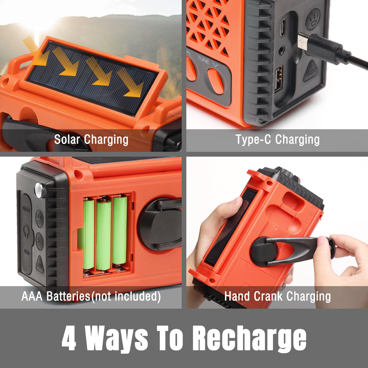 Raddy SL10 Emergency Radio  10000mAh Hand Crank Solar Camping