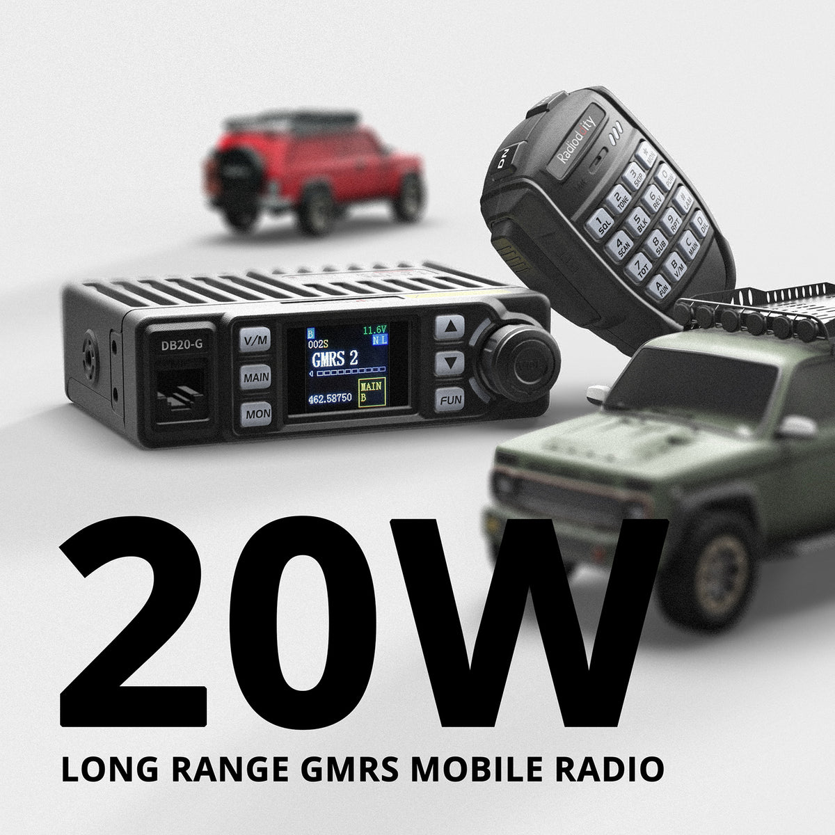 Radioddity DB20-G GMRS Mobile 20W 500 Channels UHF VHF Scanner