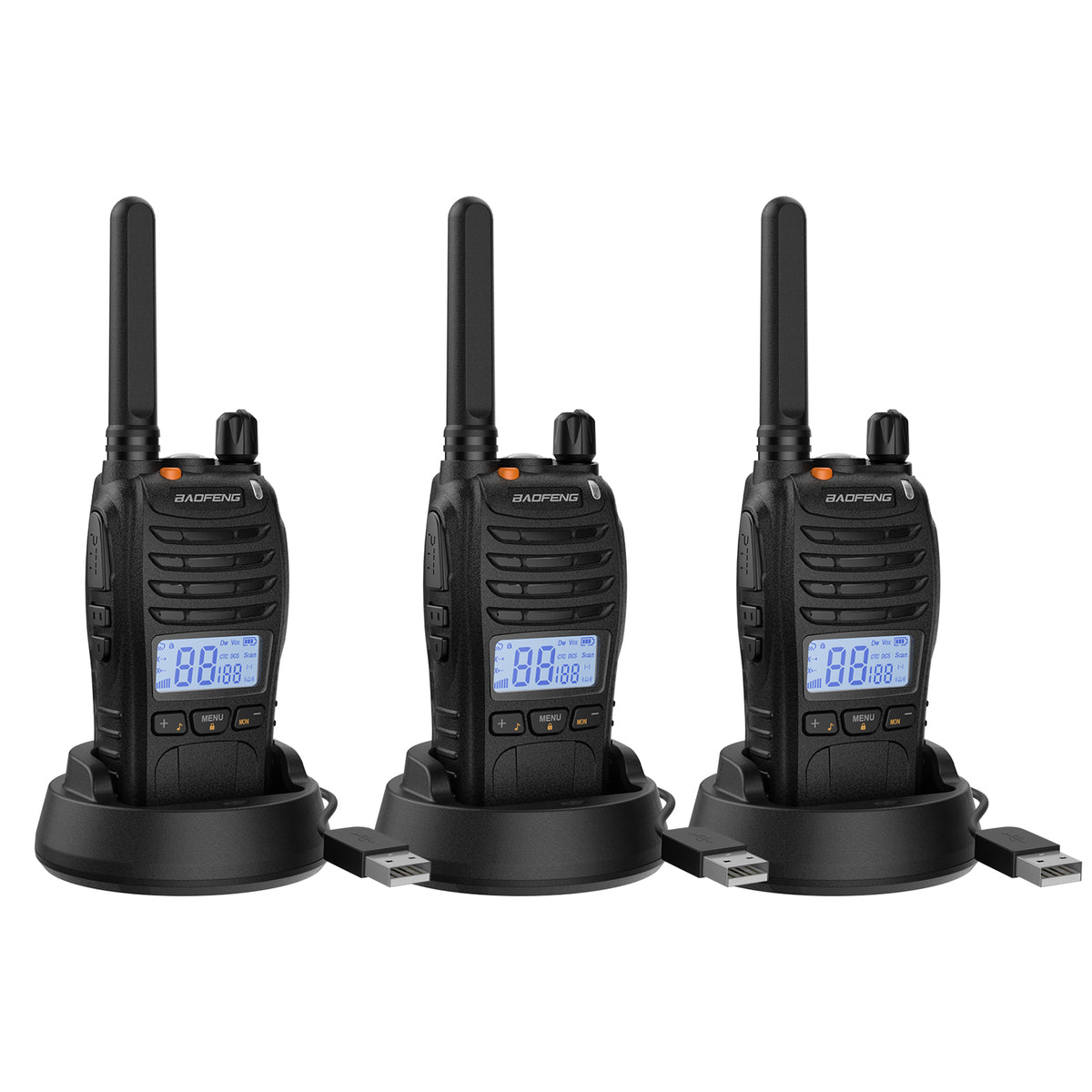 BAOFENG BF-88ST Walkie Talkies for Adults Long Range Pack, Portable Two Way Radio with Hands Free VOX USB Charging, Rechargeable Radios Walkie Tal - 3