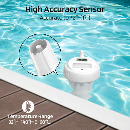 Raddy PT-1 Wireless Water Thermometer | Digital Screen | IPX7 Waterproof | for Pools Hot Tubs Pond Bath - Radioddity