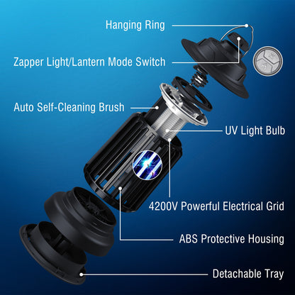 Raddy MZ-1 Outdoor Bug Zapper | Auto Self-Cleaning Brush | IPX4 | 1200mAh Rechargeable Battery - Radioddity