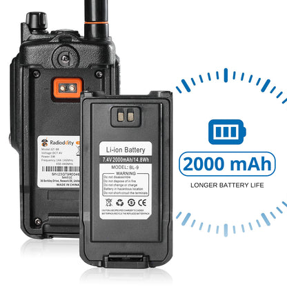 Radioddity GT-9R Dual Band Radio | 5W | IP67 Waterproof | 2000mAh | Customized EU Frequency - Radioddity