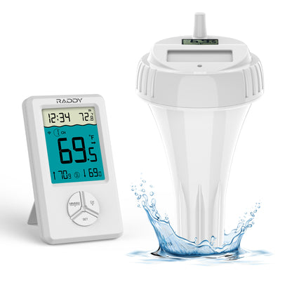 Raddy PT-1 Wireless Water Thermometer | Digital Screen | IPX7 Waterproof | for Pools Hot Tubs Pond Bath - Radioddity