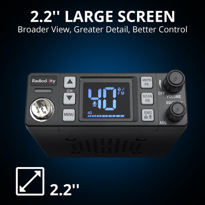 Radioddity CB-606 / CB-606 Pro CB Radio | 4W | AM/FM/PA | 2.2’’ LCD Display | Instant Channel 9/19 | NB/ASQ/SQ | 40 Channels