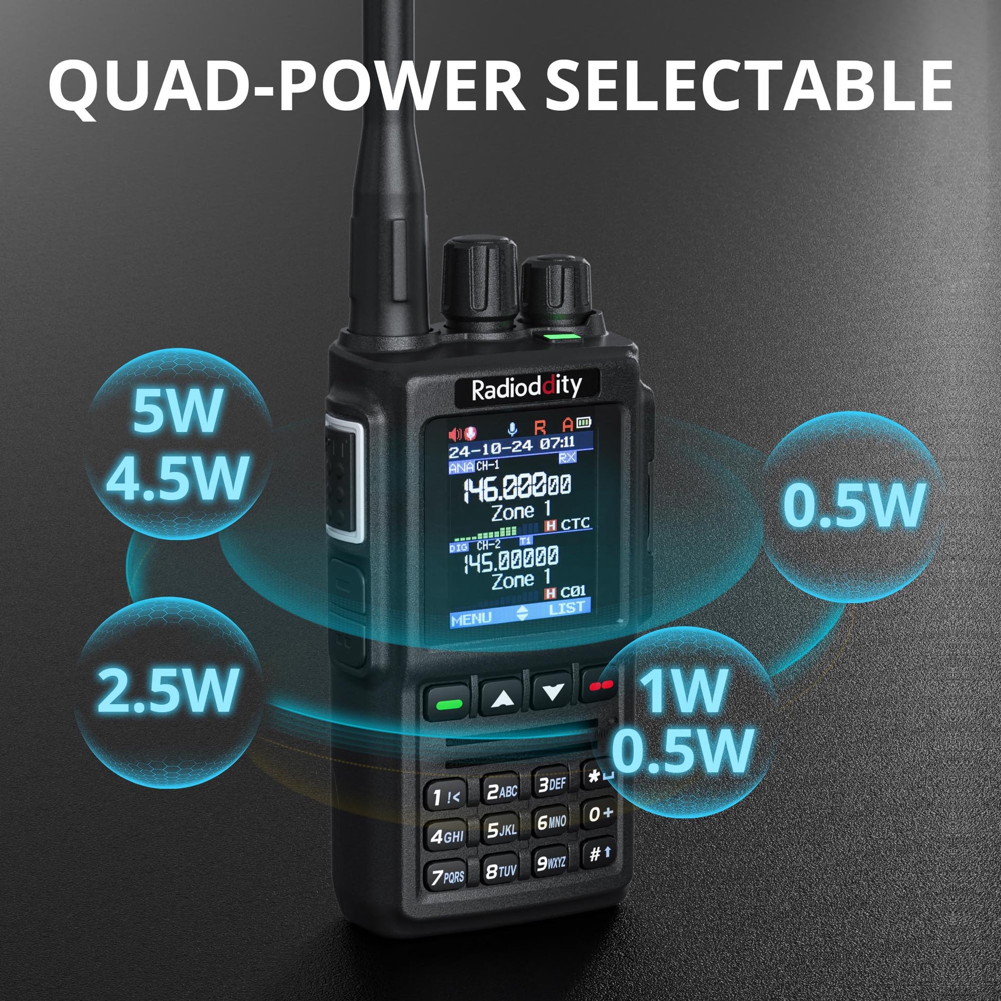 Radioddity GD-168 DMR Handheld Radio quad-power  selectable