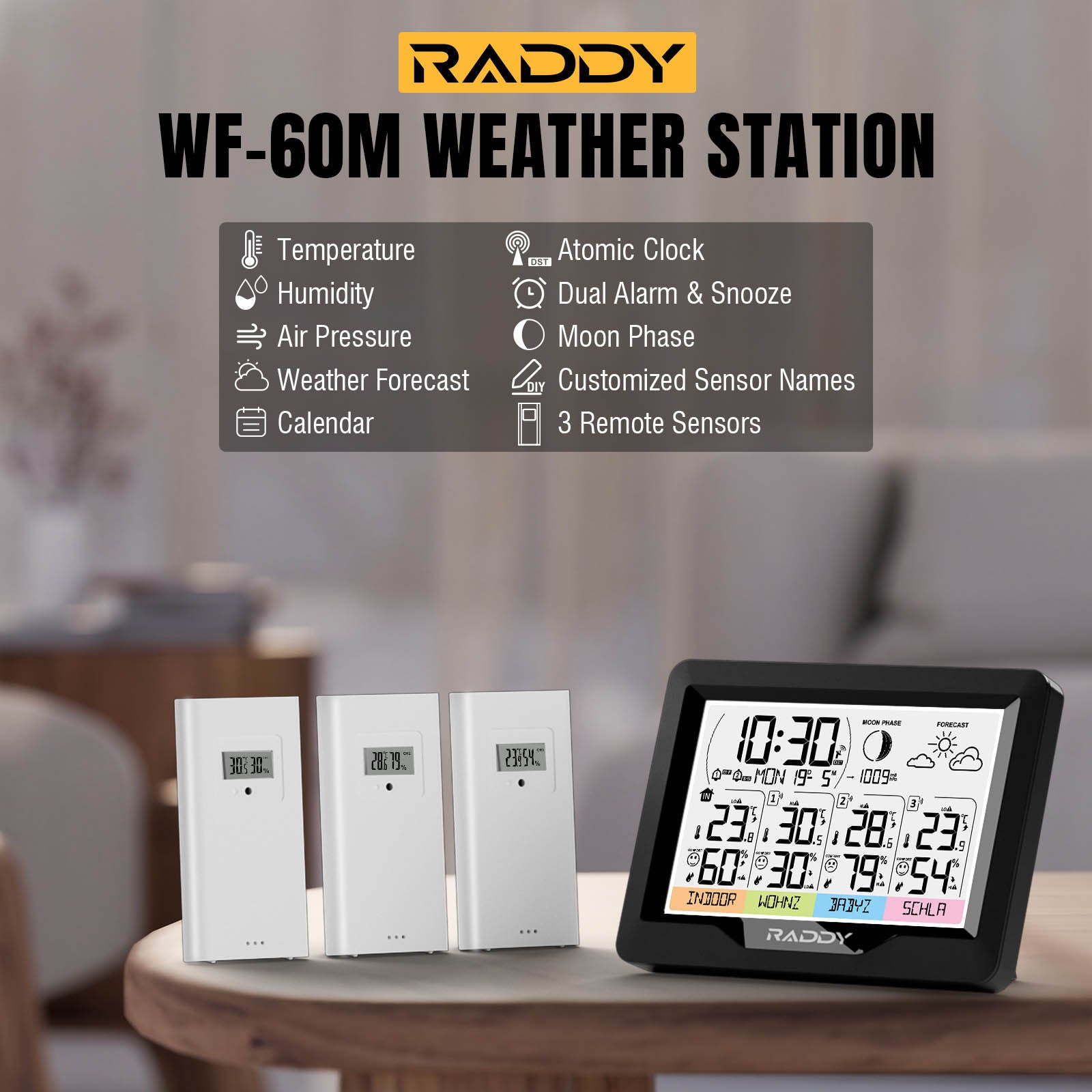 WF-60M weather station total functions instructions banner