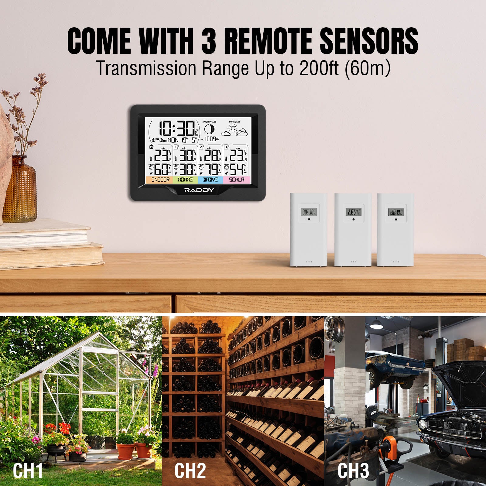 WF-60M comes with 3 remote sensors