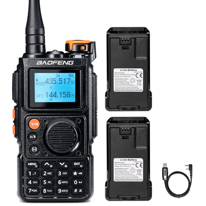 Baofeng K6 Tri-Band Radio | 5W | 999 CH | UHF/VHF/1.25M/NOAA/FM/Air Receiver |  Reverse Repeater Freq | 2600mAh Type-C Battery