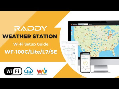 Raddy WF-100C Professional Weather Station | Wireless Sensor | Large Display | Rain Gauge Wind Speed Solar Alarm Clock