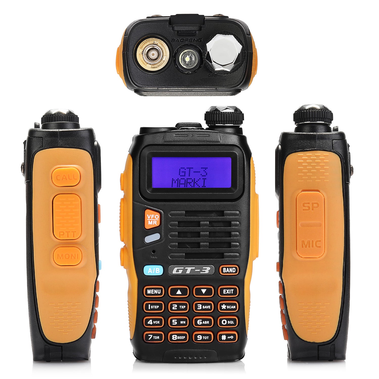 Baofeng GT-3 Mark II [2 Pack + Cable] | Dual Band | 5W | Better Antenna | Flashlight - Radioddity