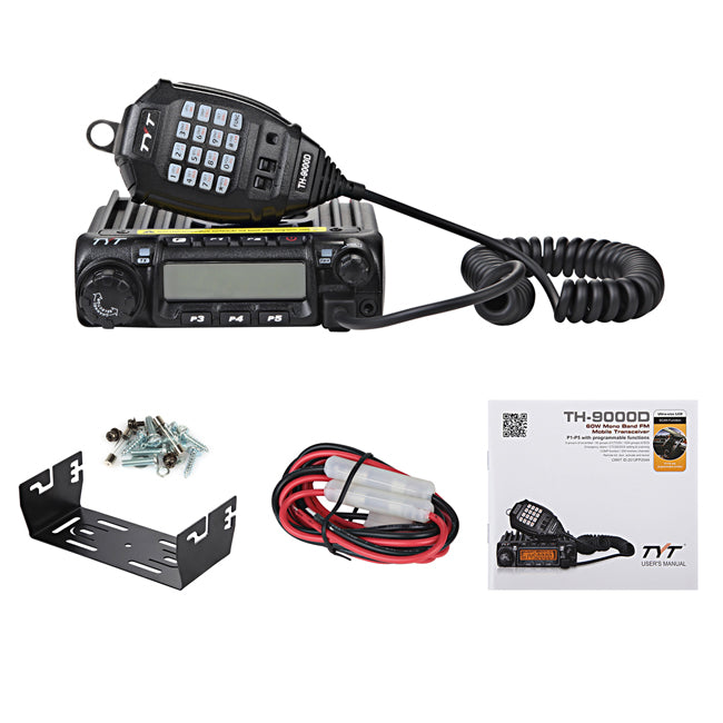 TYT TH-9000D Plus - Transceptor móvil para automóvil, 60 W, VHF, 2 M,  144-148 MHz, radioaficionado de 2 vías con cable de programación USB, color