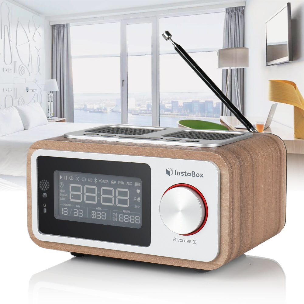 Instabox i30 Wooden Clock Radio & Bluetooth Speaker [DISCONTINUED] - Radioddity