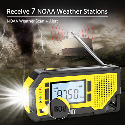 Raddy NW3 Emergency Weather Radio | NOAA Alert | Hand Crank Solar Power - Radioddity