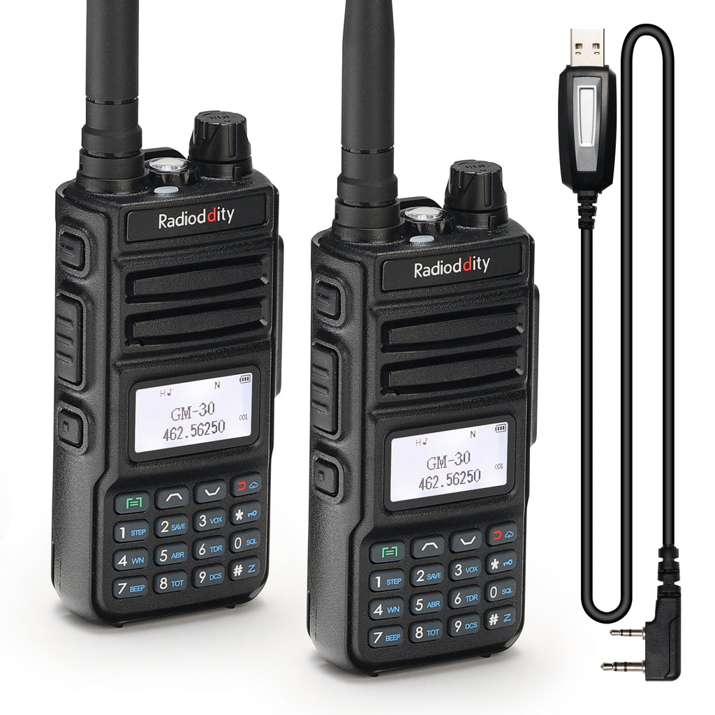 Radioddity GM-30 GMRS Radio [2 Pack Cable] 5W VHF  UHF Scanner