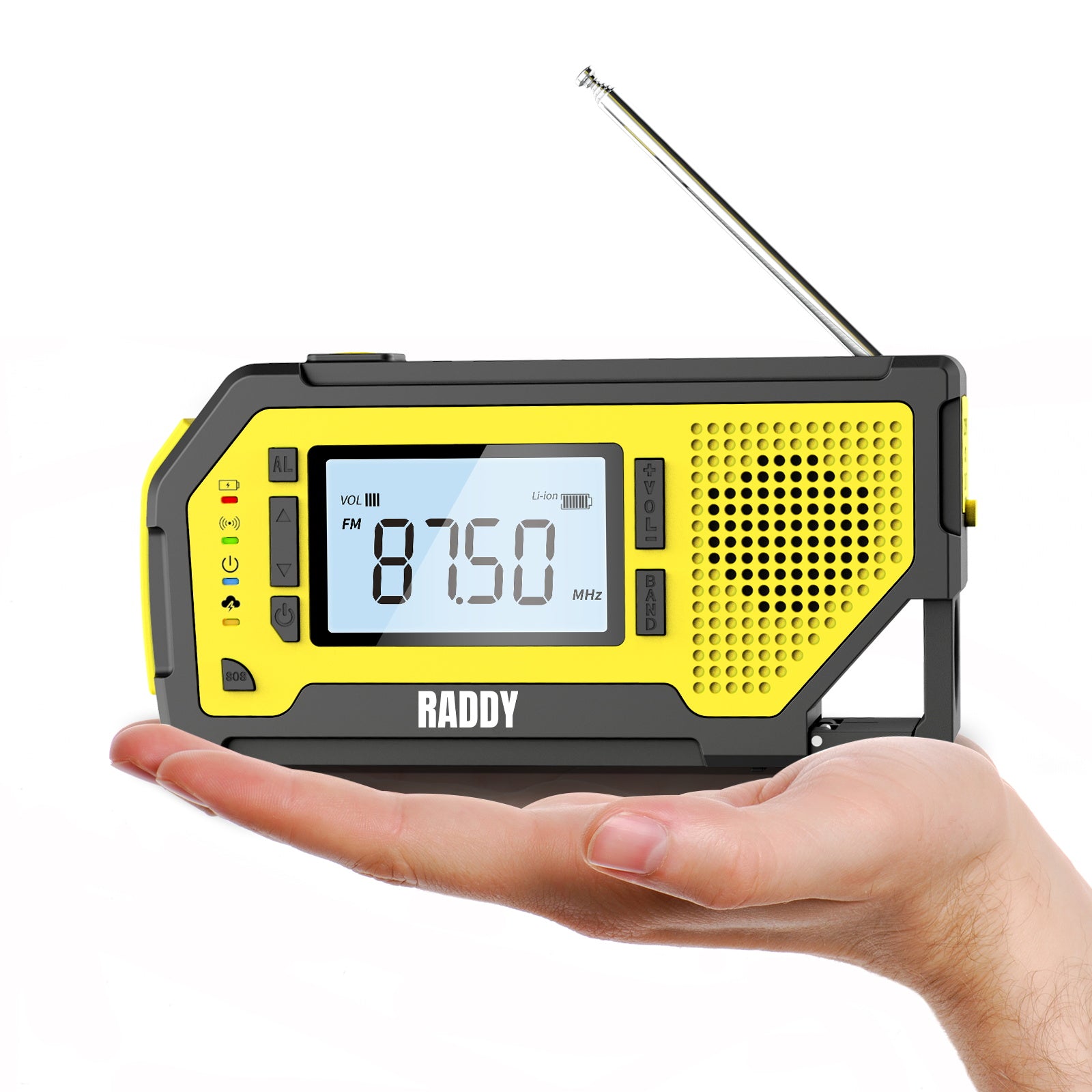 Raddy NW3 Emergency Weather Radio | NOAA Alert | Hand Crank Solar Power - Radioddity