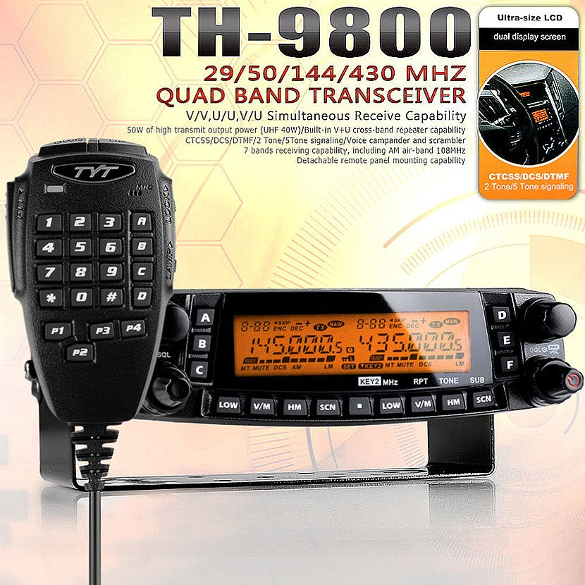 TYT TH-9800D Quad Band 50W Cross-Band Mobile, 10M 6M 2M 70CM Mobile Transceiver, A B Dual Band Two Way Radio - 3